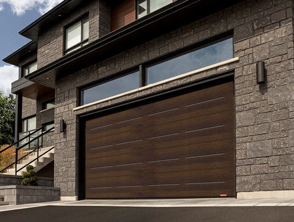 16x7 VOG Garaga Garage Doors no windows chocolate walnut