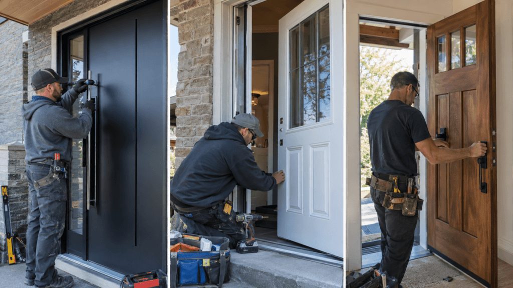 steel vs fibreglass vs wooden front door installation